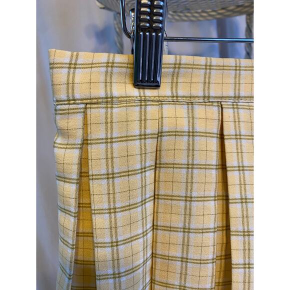 Cali 1850 Skirt Pleated Plaid Tan and Yellow Side Zip Lined Polyester Size Med - Picture 2 of 7